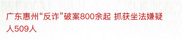 广东惠州“反诈”破案800余起 抓获坐法嫌疑人509人