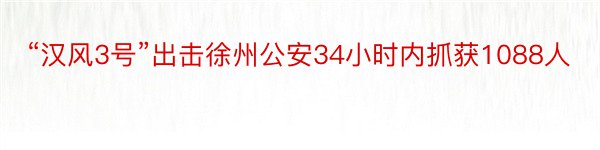“汉风3号”出击徐州公安34小时内抓获1088人