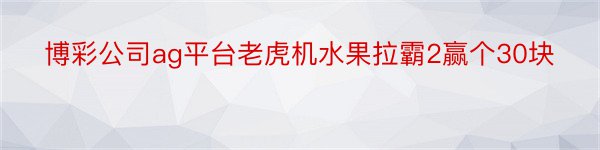 博彩公司ag平台老虎机水果拉霸2赢个30块